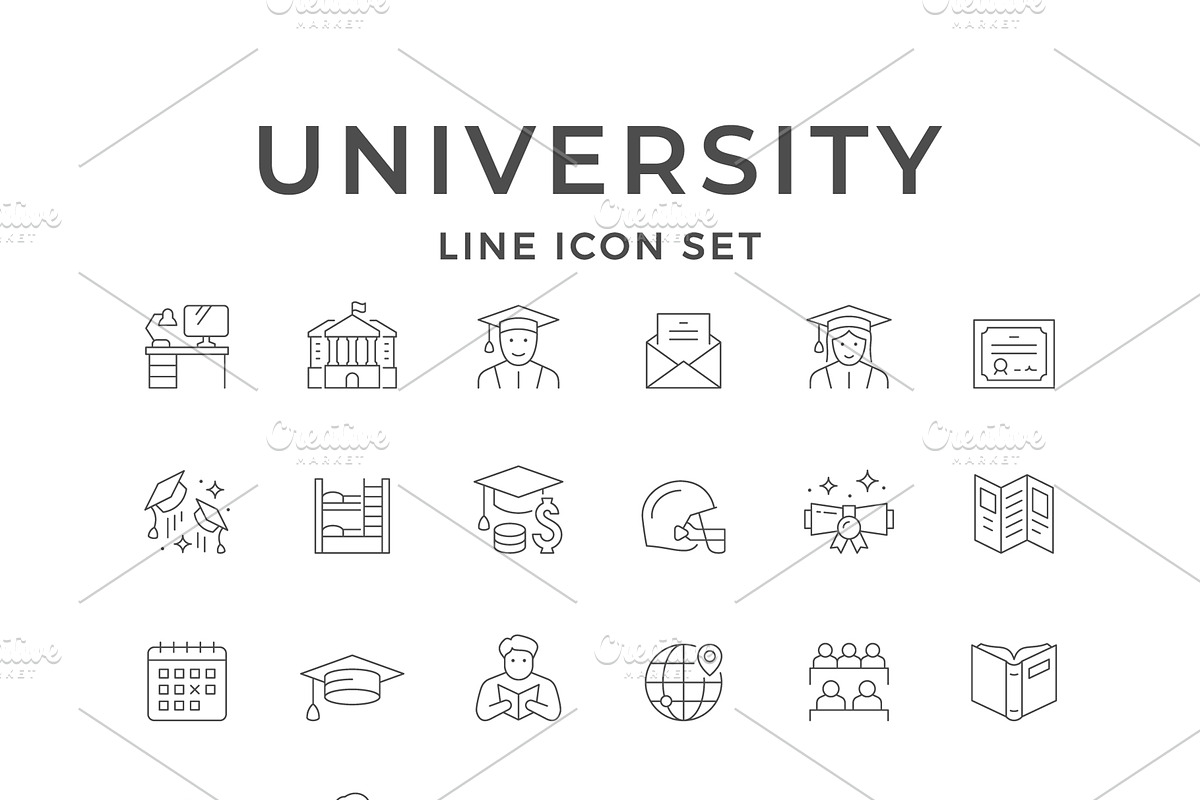 Set line icons of university, an Icon by motorama
