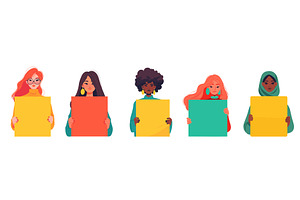 women holding a poster. redhead, a Person Illustration by Stock-Smart-Start