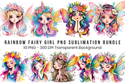 Rainbow Fairy Girl PNG Bundle, a Graphic by Clipart Bloom (Thumbnail 1 of 11)
