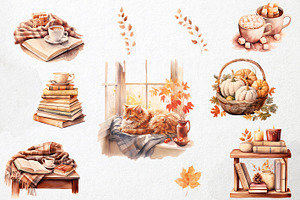 Cozy Sunday Autumn Watercolor