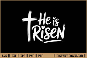 He is Risen Easter & Christian SVG, a Seasonal Illustration by Handy Arts Studio