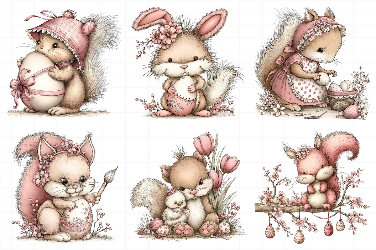 Whimsical Easter Squirrel Clipart, an Illustration by Daily.Designs (Photo 7 of 8)