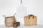 Canvas tote bag styled stock photos featuring tote bag stock photo, canvas, a Business Photo by in between details (Thumbnail 4 of 5)