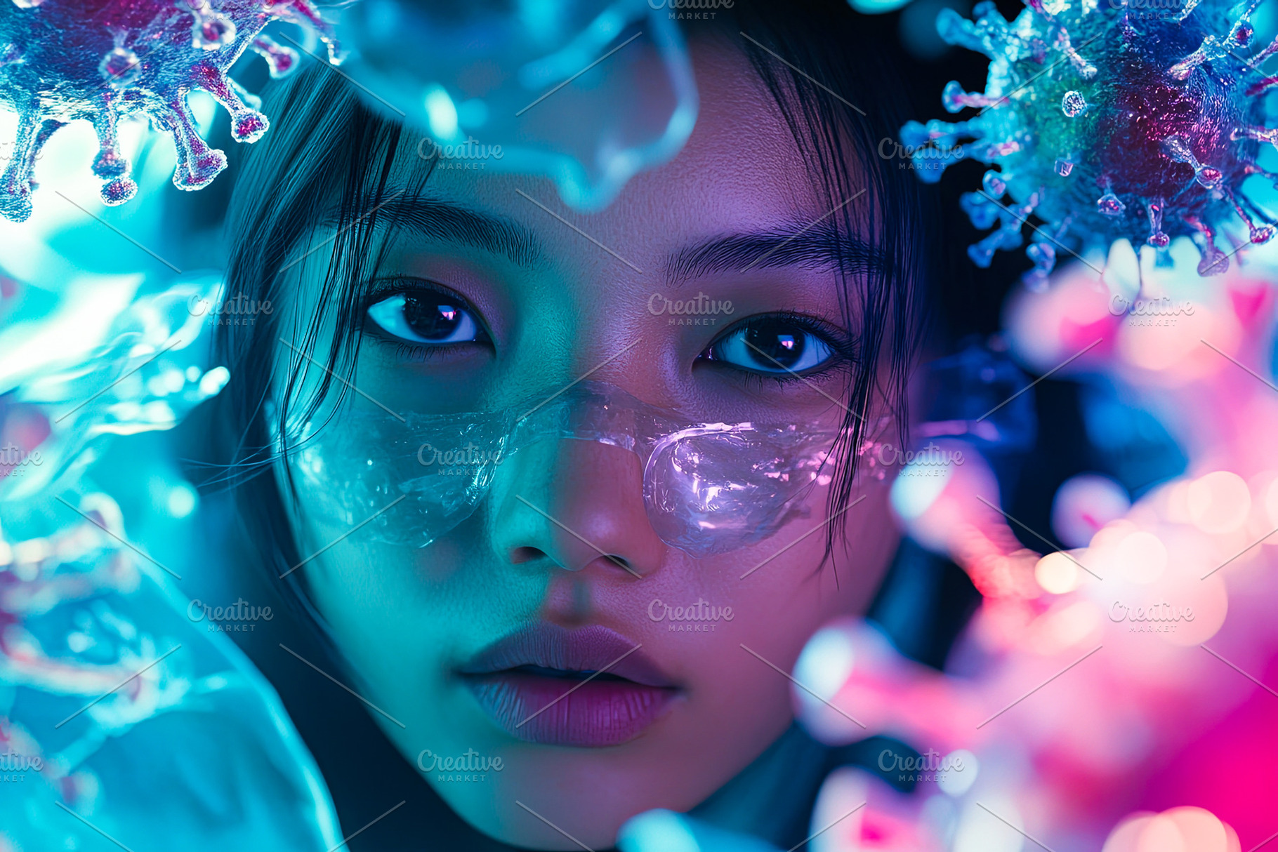 Woman with Virus Illustration Concept, a Person Photo by Ales Munt