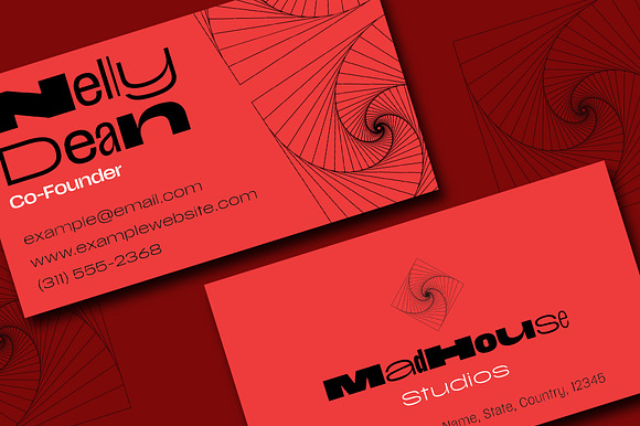 Red Geometric Business Card