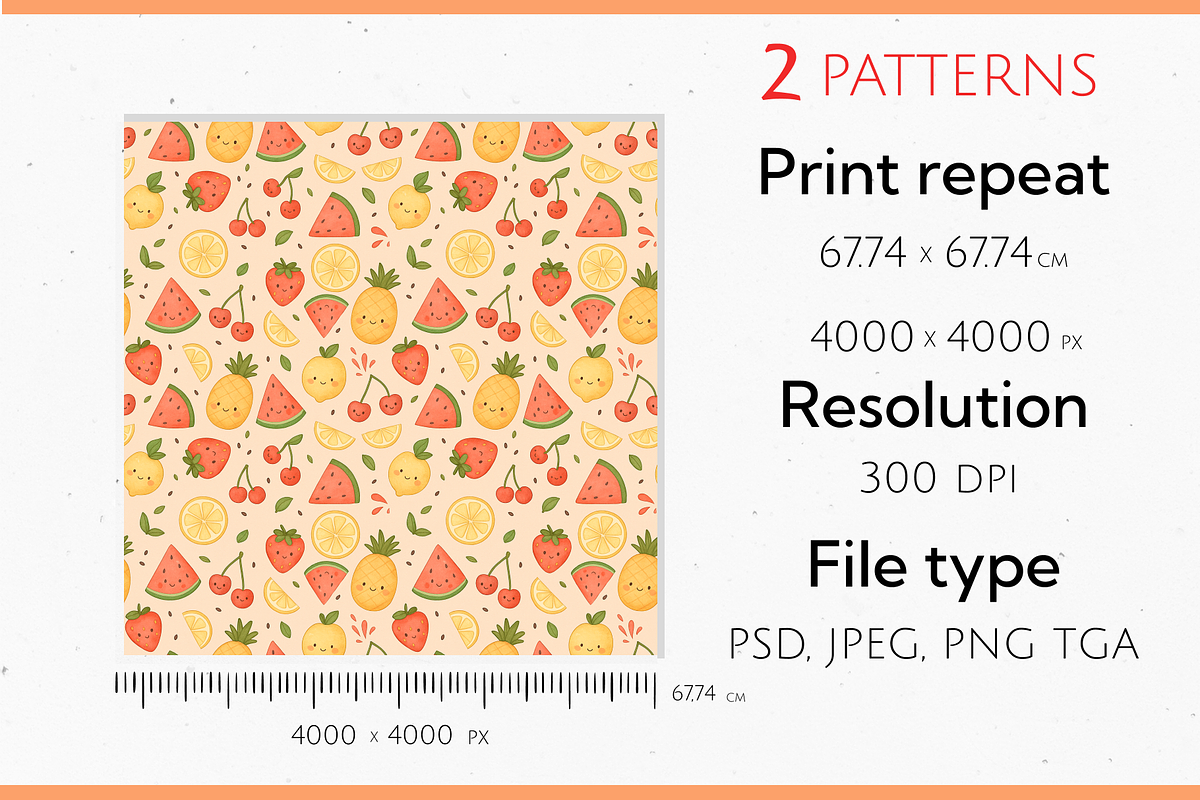 Cute Summer Fruits Pattern, a Pattern Graphic by Casa Mandarina (Photo 4 of 8)