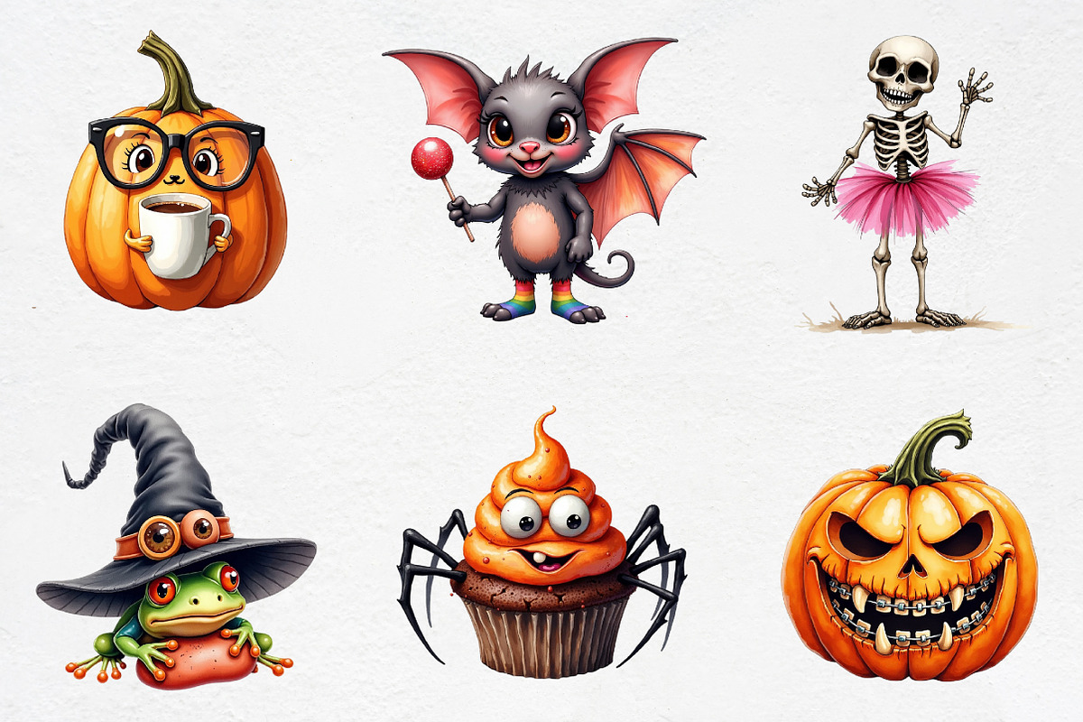 Quirky Halloween Sublimation Clipart, an Illustration by CrexoraLab (Photo 2 of 5)