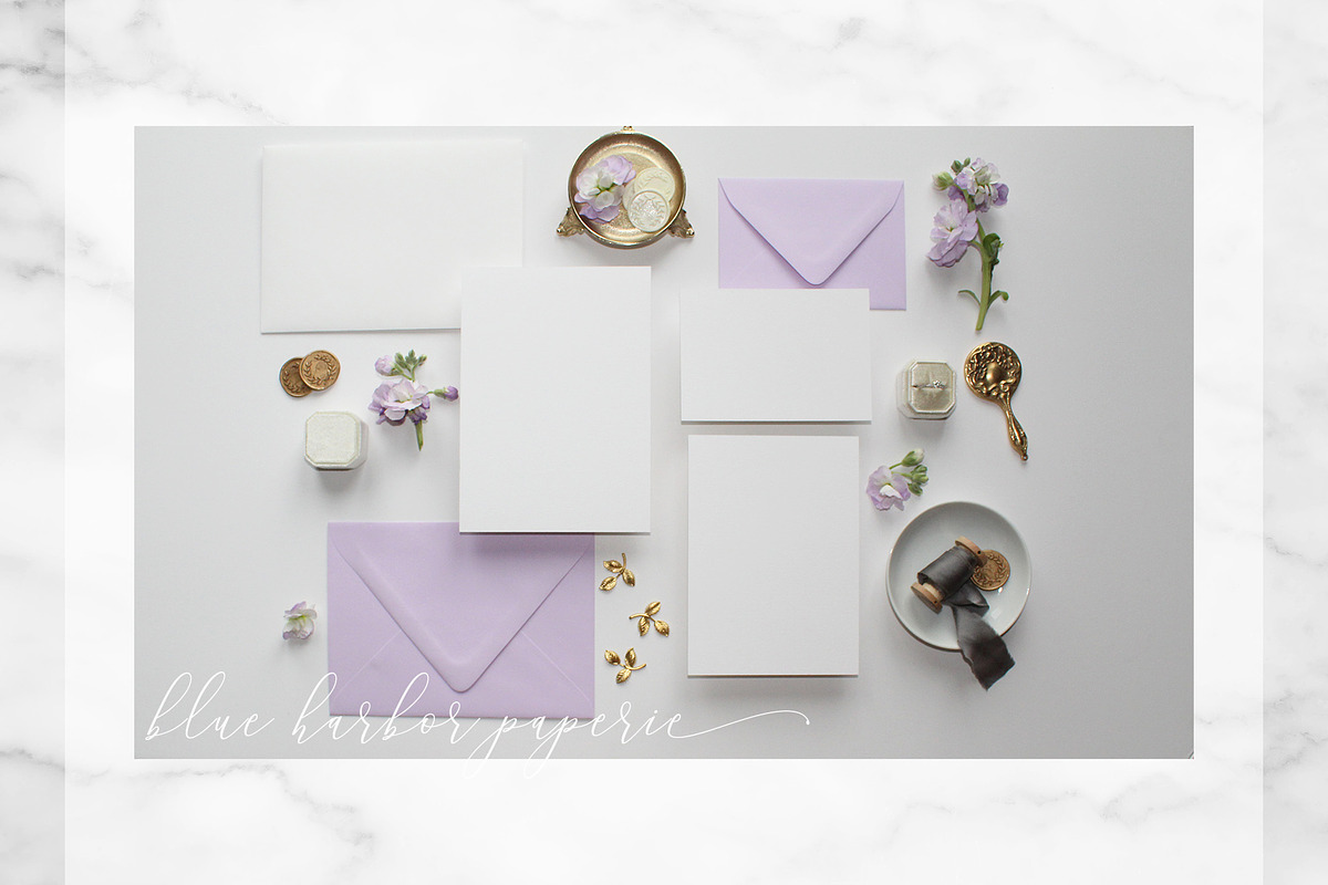Lilac & Royal Stationery Mockup, a Photo by BlueHarborPaperie (Photo 6 of 7)