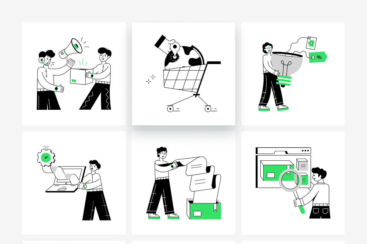 Product Marketing Illustration Set, a Person Illustration by Vectors Market (Photo 6 of 7)