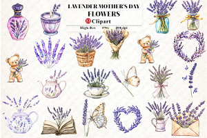 Lavender Mother’s Day Clipart, an Illustration by Watercolor design