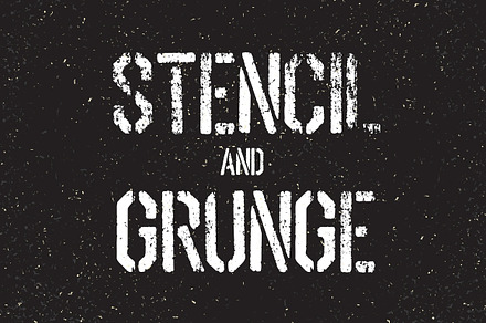 Stencil font and grunge textures set
