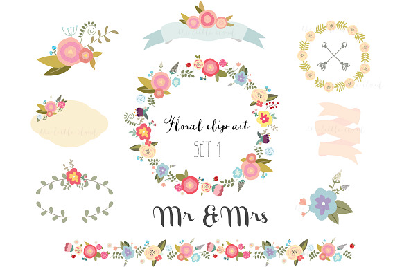 Pretty Floral Clip Art Set
