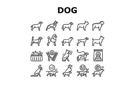 Dog Domestic Animal Collection Icons, an Industrial Photo by pikepicture