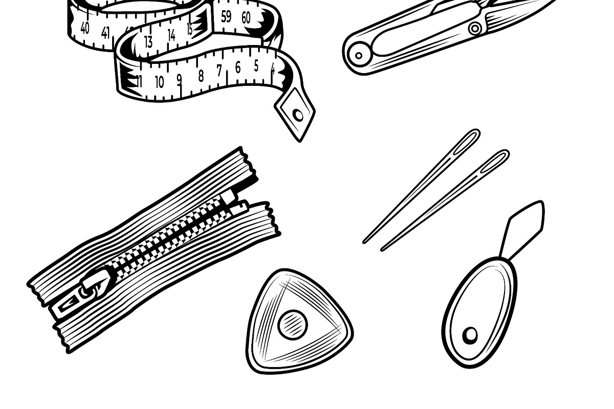 Vintage sewing accessory logo set, an Object Illustration by LogosDen (Photo 2 of 3)