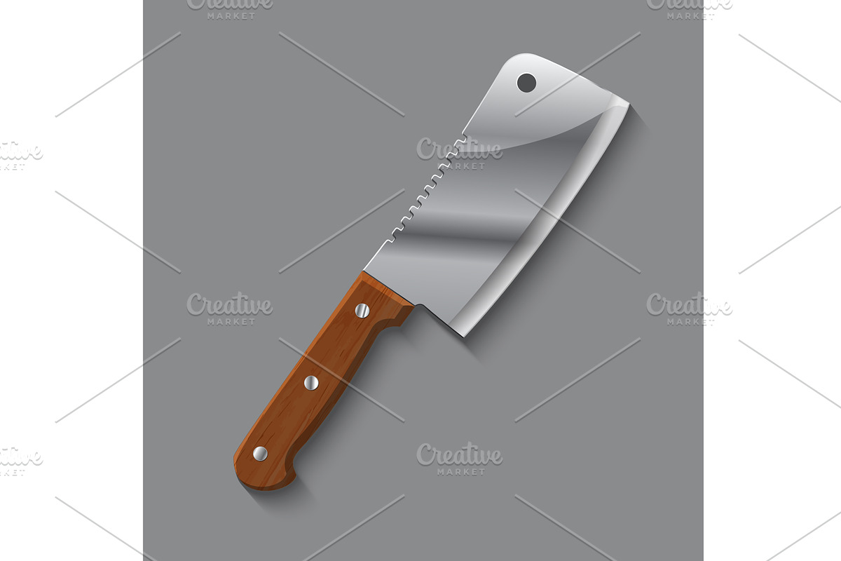 cleaver on a grey background, a Food Illustration by piter.goskov