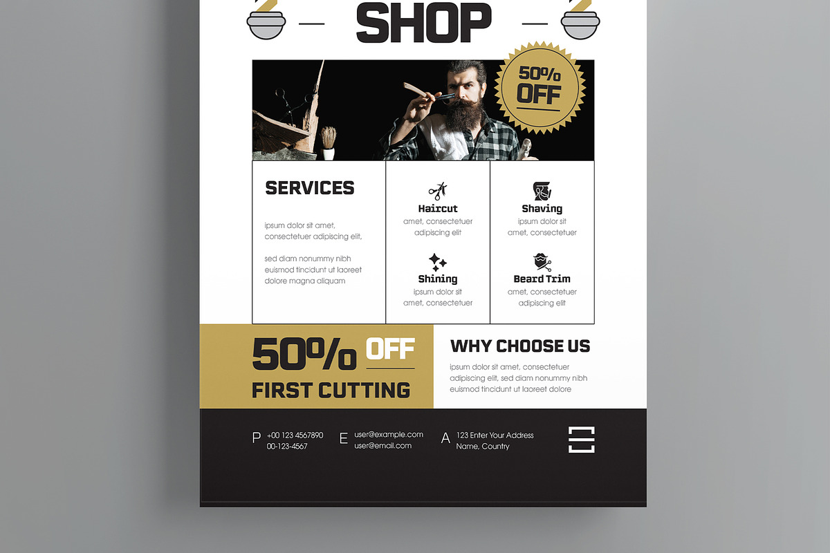 Modern Barber Shop Flyer Template, a Flyer Template by MightyDesign (Photo 5 of 8)