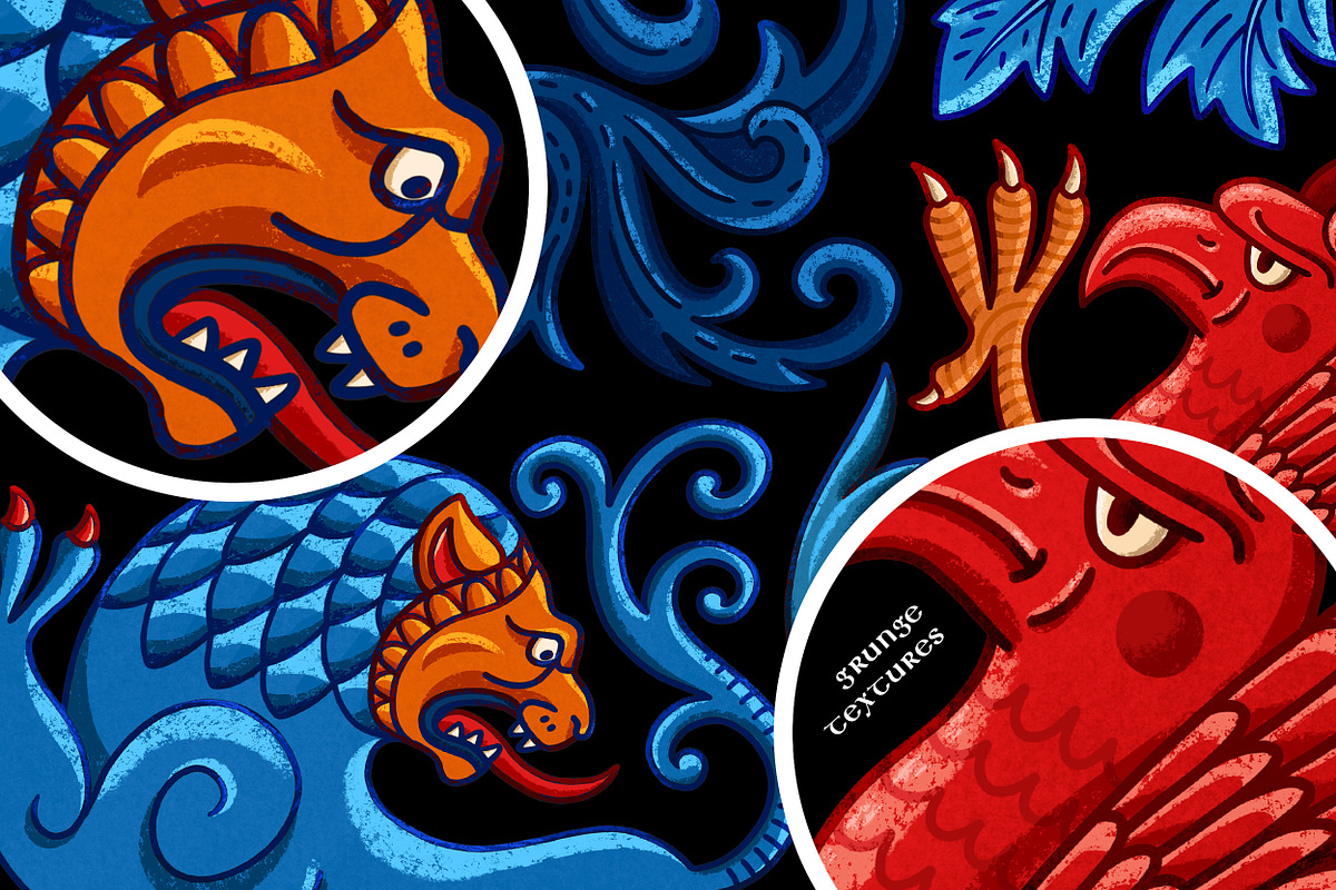 Fantastic beasts. Medieval tale, a Pattern Graphic by OlgaSoi007 (Photo 15 of 16)