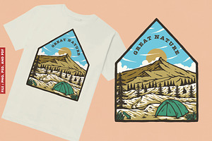 Camping Nature Badge Illustration