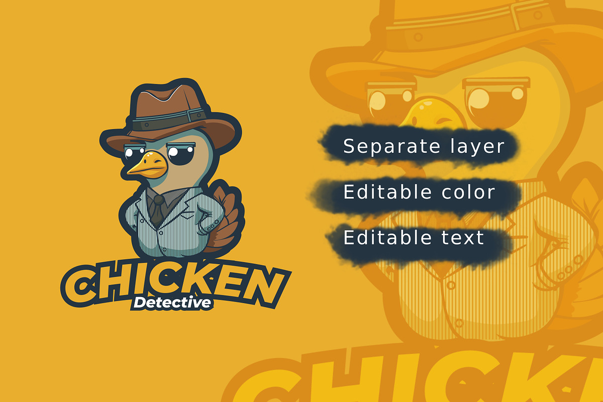 Chicken Detective Mascot Logo, a Templates & Theme by Thirtypath Studio (Photo 2 of 3)