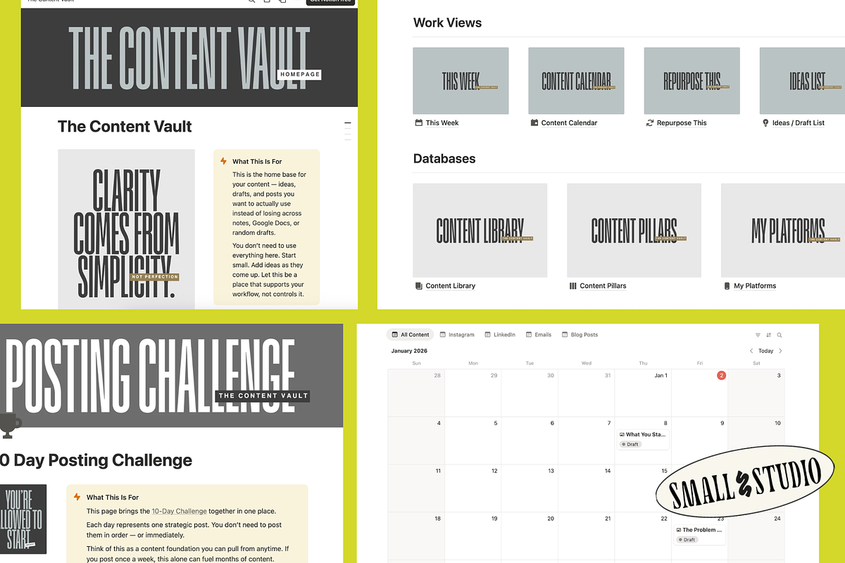 Social Media Content Hub - Notion, a Websites & App Template by hellosmallstudio (Photo 2 of 5)