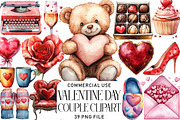 Watercolor Valentines Couple Clipart, an Illustration by Daily.Designs (Thumbnail 1 of 8)