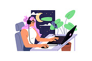 Gamers playing computer games set, an Illustration by PaperTrident (Thumbnail 5 of 11)