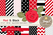 Red and Black Digital Paper, a Pattern Graphic by JennyL Designs (Thumbnail 1 of 3)