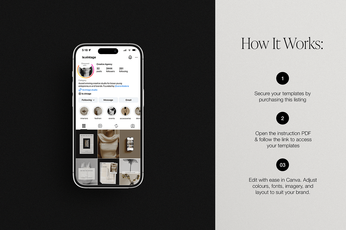 Vintage Atelier Social Media Kit, a Social Media Template by Digital Asset Co (Photo 9 of 10)