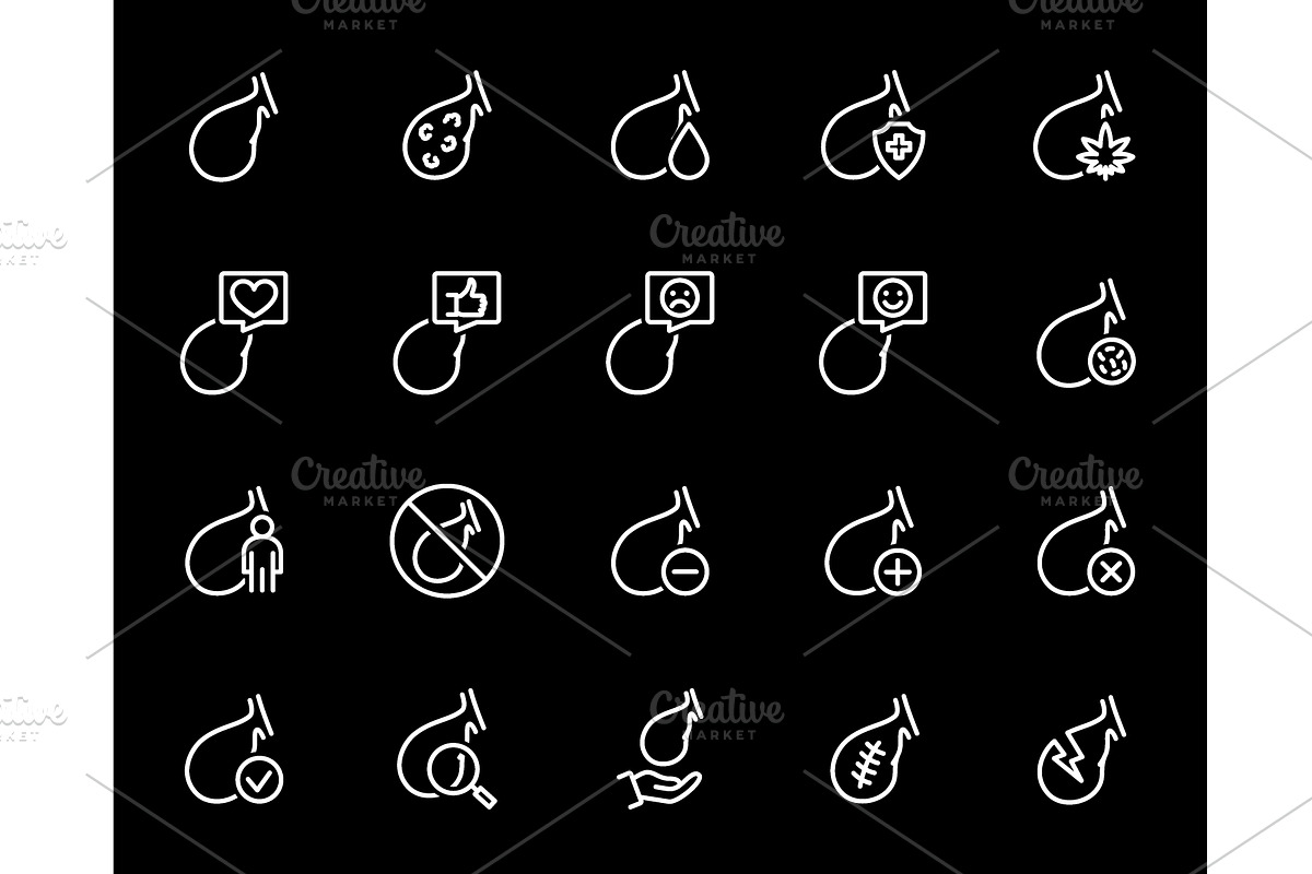 Set of gallbladder line icon. Human, an Object Illustration by GraphiShop