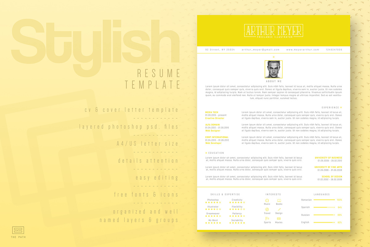 Stylish Resume / CV Template, a Resume Template by The Path (Photo 1 of 4)