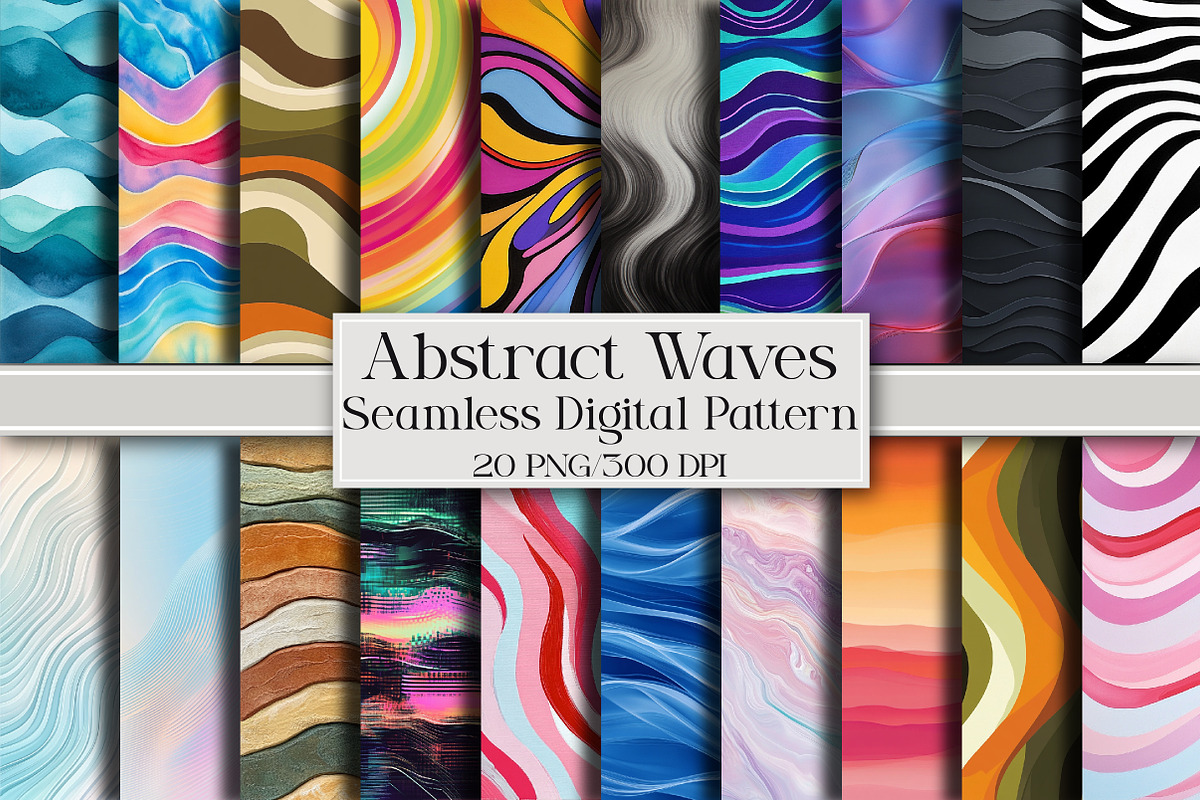 Abstract Waves Seamless Digital Patt, a Pattern Graphic by Libby Wishes (Photo 1 of 7)