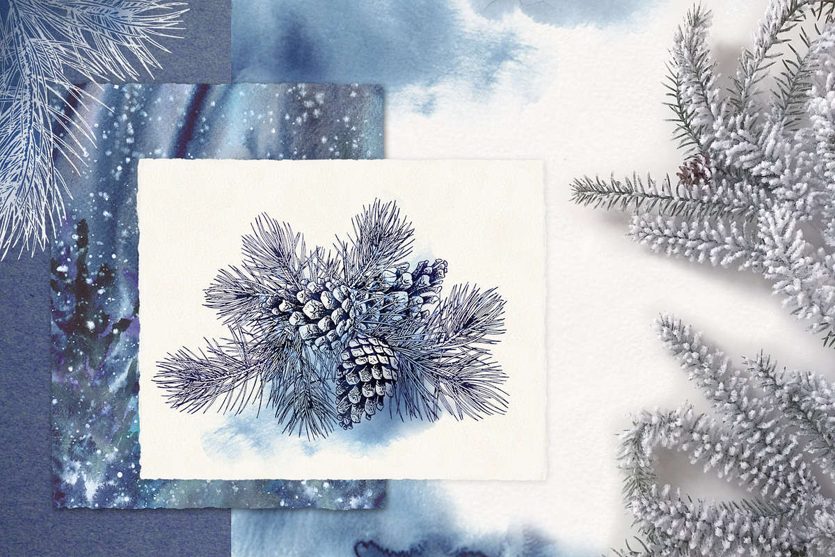 Snowy Forest Trees & Branches, an Object Graphic by Jeanna Draw (Photo 3 of 11)