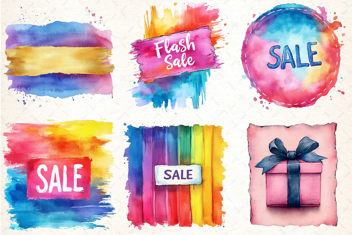 Watercolor Sale Banner Black Friday, an Illustration by DreamCafeArt (Photo 3 of 5)