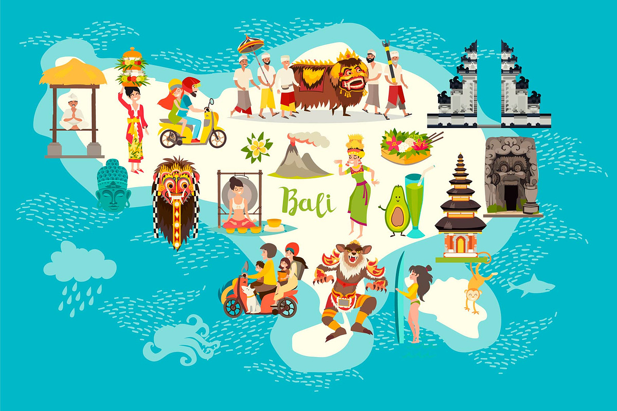 Bali map and Bali set art, a Decorative Illustration by Rimma (Photo 2 of 3)