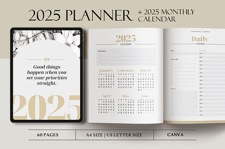 2025 Canva Planner, Monthly Calendar
