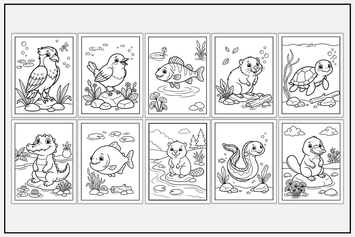 River Animals Coloring Pages, an Animal Illustration by Lamia Emad (Photo 3 of 5)