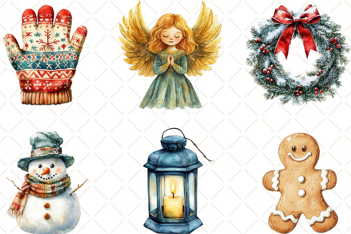 Watercolor Christmas Clipart Bundle, an Illustration by Black Bird Studio (Photo 2 of 6)