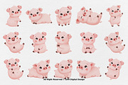 15 Bundle Watercolor Baby Pig Pink, an Animal Illustration by Morspective (Thumbnail 8 of 8)
