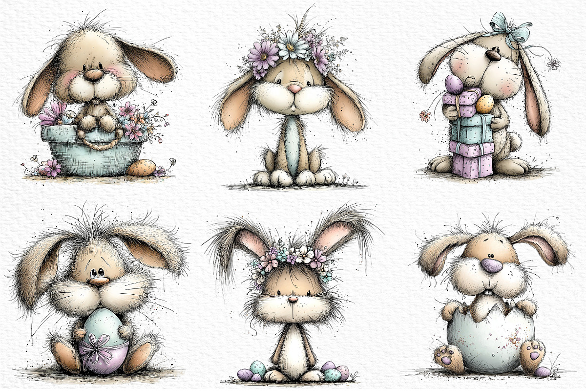 Whimsical Easter Bunny Clipart, an Illustration by Craft Nest (Photo 5 of 11)