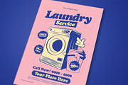 Pink Retro Laundry Service Flyer, a Flyer Template by megarez (Thumbnail 2 of 3)