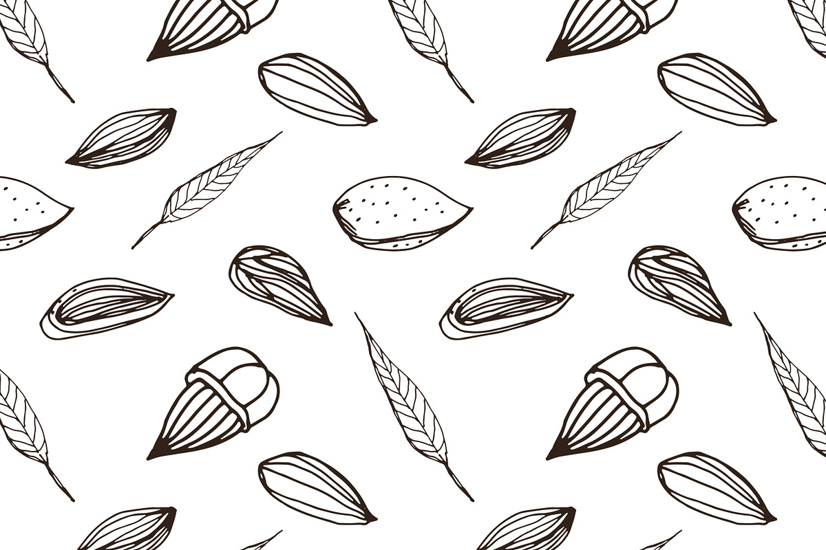 Nuts set + seamless patterns, a Food Illustration by Good Studio (Photo 5 of 8)