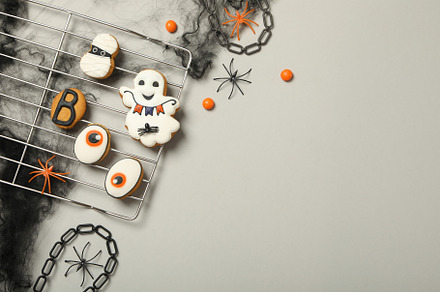 Concept of Halloween sweets, funny sweets, space for text, a Food & Drink Photo by AtlasStudio PRO