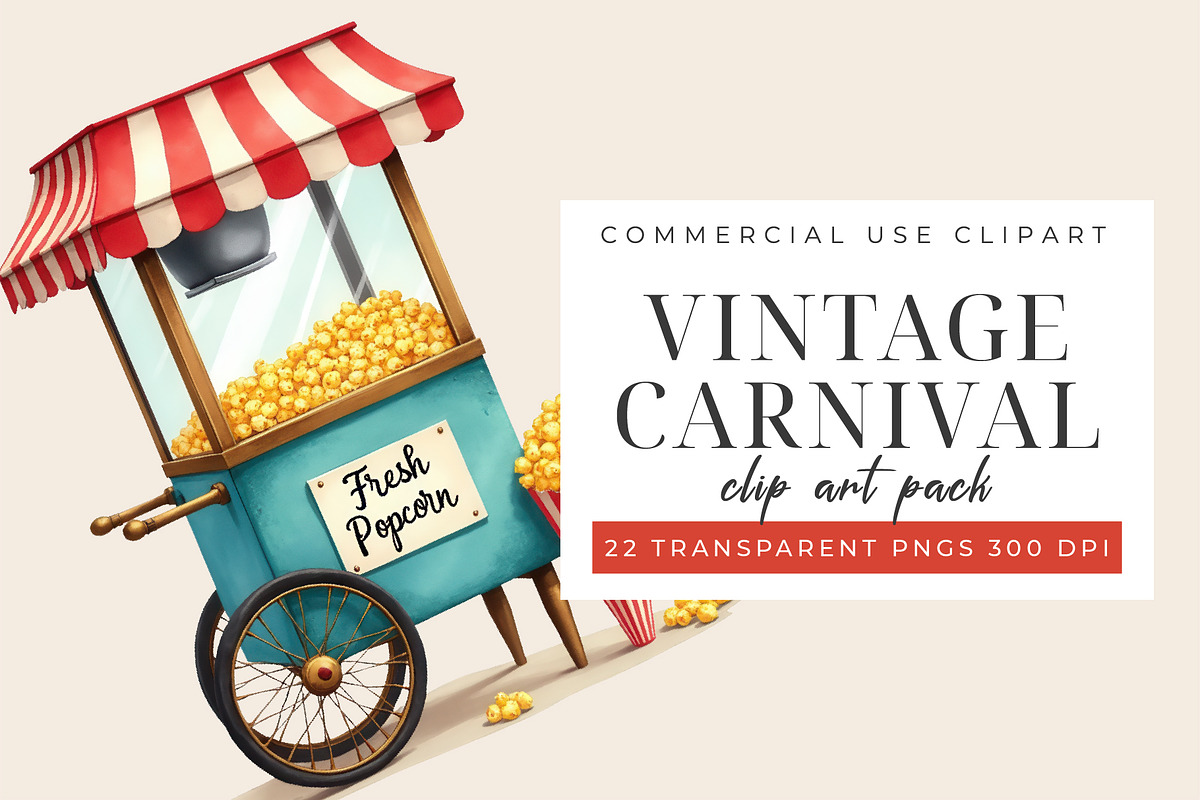 Vintage Carnival Clipart PNG Set, an Object Graphic by Printable Pretty Studio (Photo 7 of 8)