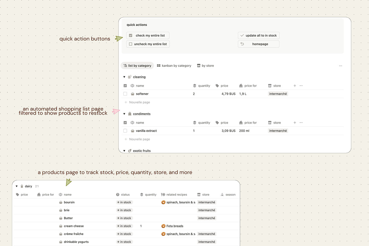 Kitchen hub - Notion template preview 8