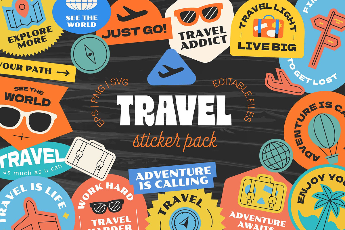 Travel Stickers Bundle, an Object Graphic by TSRY (Photo 1 of 5)