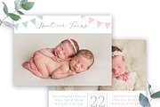 Twin Birth Announcement Template, a Card Template by Sweet Little Muse (Thumbnail 1 of 3)