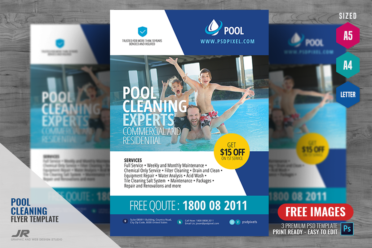 Swimming Pool Services Flyer, a Flyer Template by PSDPixel