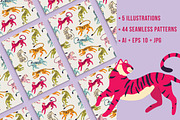 Tigers - 44 Seamless Patterns, a Pattern Graphic by Blue Lela Design (Thumbnail 2 of 13)
