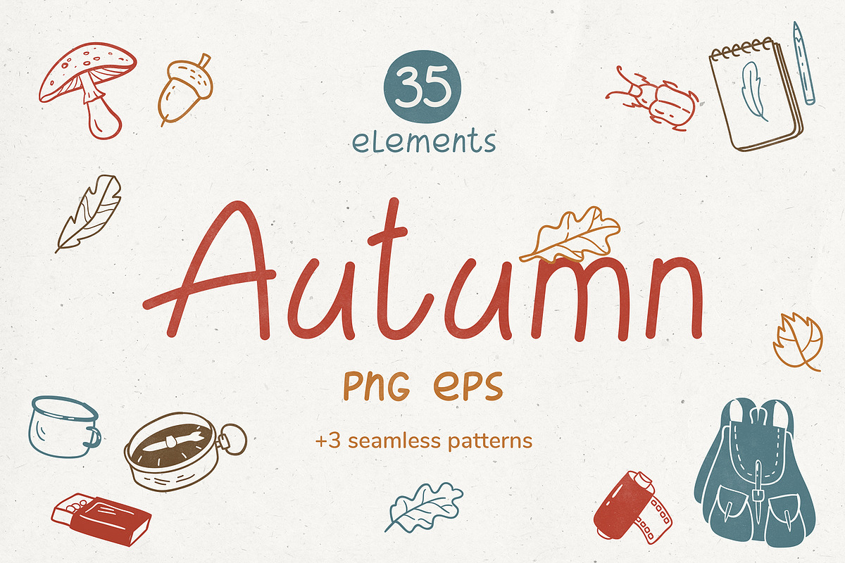 Autumn cozy elements and patterns, a Graphic by dlinnaya (Photo 1 of 6)