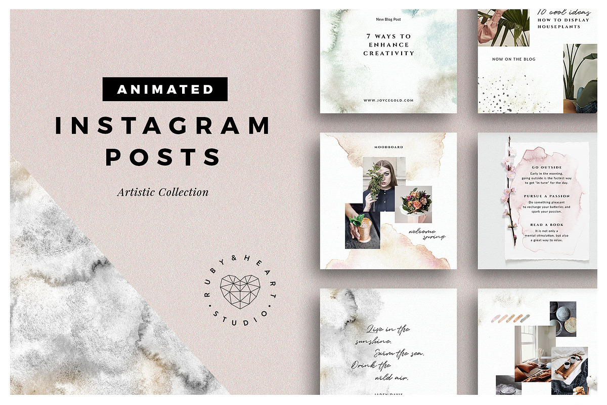 BUNDLE Animated Instagram Posts, a Social Media Template by Ruby&Heart Studio (Photo 9 of 18)